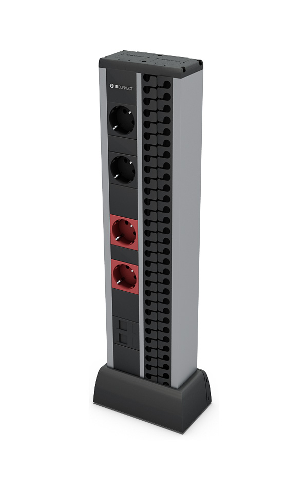 MINI COLUMNA - 2xT. ELÉCTRICA + 2xT. ELÉCTRICA ROJA + 1xPLACA 2RJ45 + ORGANIZADOR