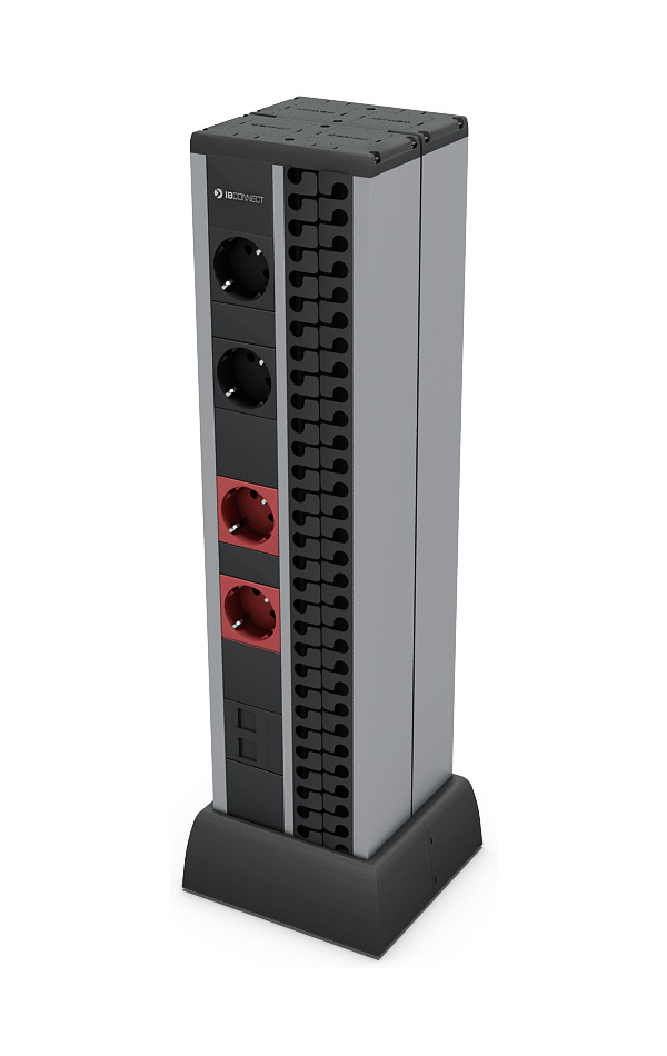 MINI COLUMNA - 2x(2xT. ELÉCTRICA + 2xT. ELÉCTRICA ROJA + 1xPLACA 2RJ45 + ORGANIZADOR)